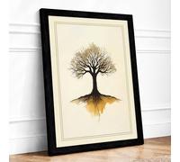 Rooted Tree Botanical Framed Wall Art Print A4 (29.7×21cm) Black, Wall Decor for Living Room, Bedroom, Office & Home, Ready to Hang, Art Gift