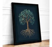 Rooted Tree Botanical Framed Wall Art Print A4 (29.7×21cm) Black, Wall Decor for Living Room, Bedroom, Office & Home, Ready to Hang, Art Gift