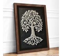 Rooted Tree Botanical Framed Wall Art Print A4 (29.7×21cm) Walnut, Wall Decor for Living Room, Bedroom, Office & Home, Ready to Hang, Art Gift