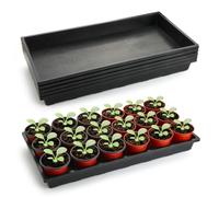 RooTrimmer 1020 Nursery Pot Trays 5 Pack, Plastic Flat Seed Starter Tray, Reusable Seedling Starting Tray for Holding and Carrying Plant Pots (Black)
