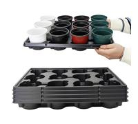 RooTrimmer 12 Cell Round Nursery Pots Trays Thickened Durable Seedling Pots Shuttle Carrying Trays for Holding 4 inch Nursery Pots (16.85" × 12.6", 5-Pack)