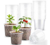 RooTrimmer 200 Pack 4 Inch Clear Plant pots with Drainage Holes, Transparent Nursery Seeding Pots, Flexile Seeds Starter Pots, Seeds Germination (4Inch,200P,Clear)