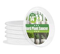 RooTrimmer 5 Pack 14 Inch Clear Plant Saucers for Pots,Heavy Duty Thick Plastic Plant Trays,Sturdy Water Catch Drip Trays for Indoor & Outdoor Plants