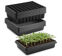 RooTrimmer 5 Pack Seedling Starter Trays No Hoes and 5 Pack 54 Cell Seed Starter Trays Extra Deep 2.8" - Heavy Duty Plastic Nursery Trays for Seed Germination & Plant Propagation (5 Sets)