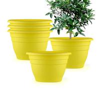 RooTrimmer Plant Pot Set of 5, 10" Outside Diameter Flower Pots, 8.5" Inner Diameter Plant Planters with Drainage Hole, Durable Garden Pots Perfect for Indoor & Outdoor Plant Planting, Decor, Gray