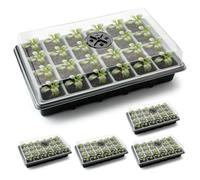 RooTrimmer Seed Starter Tray with Dome-5 Sets 24XL Cell Seedling Trays(Total 120 Cells), Plant Germination Tray with Humidity Vented Lid and Base, Mini Propagator Plant Greenhouse for Seed Growing