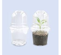 RooTrimmer Transparent Nursery Pots 4Inch with Humidity Domes for Seeds Starting, Clear Plastic Plant Pots with Drainage Holes (4Inch, 30Pcs,Clear Pots with Lids)
