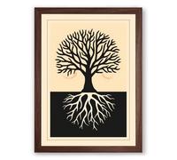 Roots and Branches Botanical Framed Wall Art Print A3 (42×29.7cm) Walnut, Wall Decor for Living Room, Bedroom, Office & Home, Ready to Hang, Art Gift