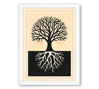 Roots and Branches Botanical Framed Wall Art Print A3 (42×29.7cm) White, Wall Decor for Living Room, Bedroom, Office & Home, Ready to Hang, Art Gift