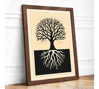 Roots and Branches Botanical Framed Wall Art Print A4 Walnut
