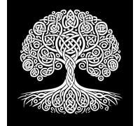 Roots and Branches Celtic Tree of Life Design Engraving Decals 42x42.2cm Equipped with Transfer Film kit White