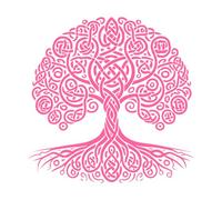 Roots and Branches Celtic Tree of Life Design Engraving Stickers 42x42.2cm Waterproof Pink