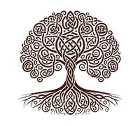 Roots and Branches Celtic Tree of Life Design Engraving Stickers 67.2x67.5cm Multiple Size Options Coffee