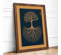 Roots and Branches Minimalist Framed Wall Art Print A1 Walnut