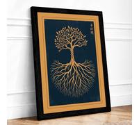 Roots and Branches Minimalist Framed Wall Art Print A2 Black