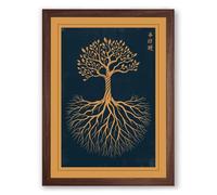 Roots and Branches Minimalist Framed Wall Art Print A3 (42×29.7cm) Walnut, Wall Decor for Living Room, Bedroom, Office & Home, Ready to Hang, Art Gift