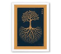 Roots and Branches Minimalist Framed Wall Art Print A3 (42×29.7cm) White, Wall Decor for Living Room, Bedroom, Office & Home, Ready to Hang, Art Gift