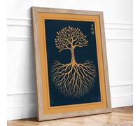 Roots and Branches Minimalist Framed Wall Art Print A4 Oak