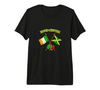 Roots and Rhythm Irish Jamaican Crossed Flags Heritage Premium T-Shirt