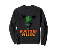 Roots of Ruin Cracked Urn and Cactus Dark Gothic Blackbird Sweatshirt