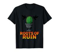 Roots of Ruin Cracked Urn and Cactus Dark Gothic Blackbird T-Shirt