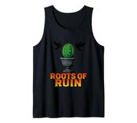 Roots of Ruin Cracked Urn and Cactus Dark Gothic Blackbird Tank Top