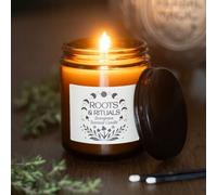 Roots & Rituals Evergreen Amber Glass Candle - Forest Scent, 22H Burn