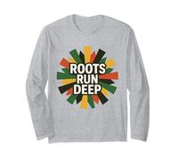 Roots Run Deep, African-Inspired Pride Retro Design Long Sleeve T-Shirt