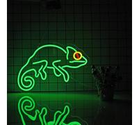 Roouneon Chameleon Lizard Neon Sign for Wall Décor with Dimmable Switch LED Neon Signs Light
