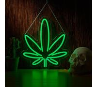 Roouneon Marijuana Hemp Leaf High Life Neon Sign for Wall Décor with Dimmable Switch LED Cannabis Weed Hemp Leaf Signs Beer Bar Man Cave Wall Decor Light