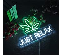 Roouneon Neon Sign Just Relax LED Neon Lights Signs for Wall Decor,Bedroom,Game Room, Party, Bar Decor,Powered by USB with Dimmable Switch