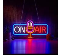 Roouneon On Air Neon Sign for Wall Decor Recording Light Signs Beer Bar Home Bedroom Man Cave Neon Light with Dimmable Switch LED Artwork Décor
