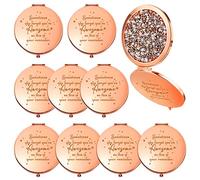 Roowest 10 Pcs Inspirational Compact Mirror Sometimes You Forget You're Awesome Appreciation Gifts for Women Group Employee Coworker Housekeeping Thank You Favors Magnifying Pocket Mirror (Rose Gold)
