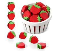 Roowest 12 Pcs Mini Wooden Strawberry 3 Styles 4 Pieces Per Style with Smooth Surface Safe for Spring and Summer Decor and DIY Your Own Individual Character Artwork
