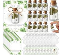 Roowest 12 sets St. Patrick's Day Good Luck Gift Bulk, Real Shamrock in Wish Bottles, Irish Blessing Cards with Organza Bags, Lucky Clover Party Favors, Irish Festival Keepsake, Good Luck Gift