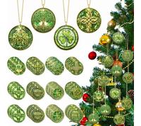 Roowest 24 Pcs Celtic Irish Green Acrylic Christmas Tree Ornaments