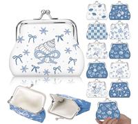 Roowest 30 Pack Christian Coin Purse Bulk for Women Bible Verse Religious Kiss Lock Change Purses Inspirational Vintage Mini Travel Pouches Wallet Bag for Mother Teacher Church Gift, blue, Summer