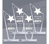 Roowest 4 Pcs Employee of The Month Plaque Employee Month Appreciation Awards Gifts Bulk Coworker Staff Acrylic Trophy Reward Sign Keepsake for Thanksgiving Colleague Volunteer Team Office Teacher