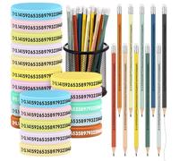 Roowest 40 Pcs Pi Day Math Award Gift 20 Colorful Pencil Black Ink with Wristbands 3.14 Fun Symbol Rubber Bracelet for Science Irrational Number of Pi Prize Decorations for Party