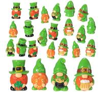 Roowest 40 Pcs St Patrick's Day Gnomes Decorations Bulks Mini Resin Gnomes Figurines Irish Green Clover Figurines for Home Table St Patrick's Day Ornaments Collectible Gifts