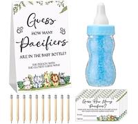 Roowest 512 Pcs Baby Shower Games Guess How Many Pacifiers Sign 100 Small Guessing Games 10 HB Pencils 750ml Milk Bottle 400 Acrylic Pacifiers Decoration for Guest Gender Reveal(Blue,Animal)