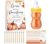 Roowest 512 Pcs Baby Shower Games Guess How Many Pacifiers Sign 100 Small Guessing Games 10 HB Pencils 750ml Milk Bottle 400 Acrylic Pacifiers Decoration for Guest Gender Reveal(Pink,Pumpkin)