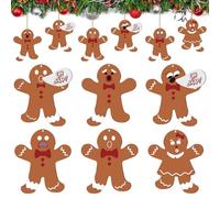 Roowest 6 Pcs Gingerbread Man Cookie Oh Snap! Broken Leg Funny Christmas Tree Ornament Wooden Gingerbread Man Christmas Tree Hanger Xmas Wood Sign Decoration