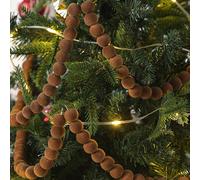 Roowest Brown Wooden Bead Garland Decorations 6.56 Feet Wood Beaded Christmas Tree Decor Farmhouse Vintage Wood Bead Garlands Boho Hanging Decorations for Xmas Decoration Supplies