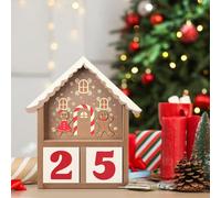 Roowest Christmas Countdown Decorations, Wooden Gingerbread House Shaped Countdown with Wood Block, 24 Days of Christmas Advent Calendar Xmas Decor for Xmas Home Table Mantel