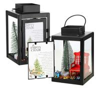 Roowest Christmas in Heaven Decor Christmas Memorial Lantern Empty Rocking Chair with LED Candle Mini Christmas Tree Shiny Boxes Ornament in Memory of Loved Ones Save A Seat DIY Memorial Gift (26 Pcs)