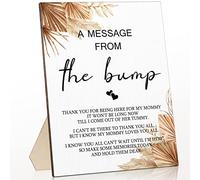 Roowest Cool Baby Shower Tabletop Decoration a Message from the Bump Wooden Baby Shower Games Sign Greenery Cute Gender Reveal Party Thank You Sign, 11.2 x 8.66 Inches(Boho)