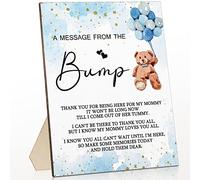 Roowest Cool Baby Shower Tabletop Decoration a Message from the Bump Wooden Baby Shower Games Sign Greenery Cute Gender Reveal Party Thank You Sign, 11.2 x 8.66 Inches(Bear)