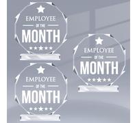 Roowest Employee of The Month Plaque Appreciation Gifts for Coworkers Acrylic Plaque Award Keepsake Reward for Teacher Employee Colleague Volunteer Office Supplies (3 Pcs)