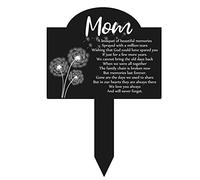 Roowest Memorial Stakes Cemetery Grave Decorations Acrylic Grave Plaque Stake Markers Sympathy Garden Stake Waterproof for Gift Cemetery Outdoors Yard(Mom)
